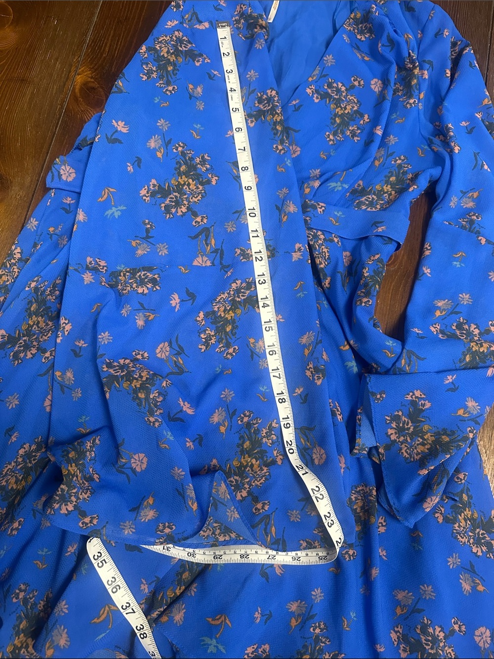 Free People Lilou Faux Wrap Blue Floral Dress - Picture 9 of 9